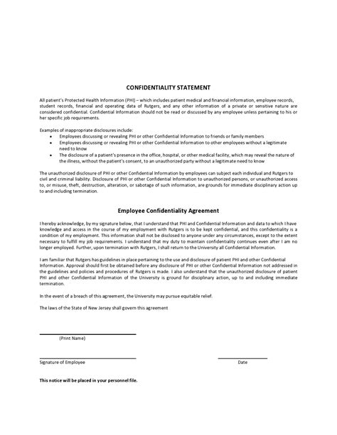 Confidentiality Statement Hub