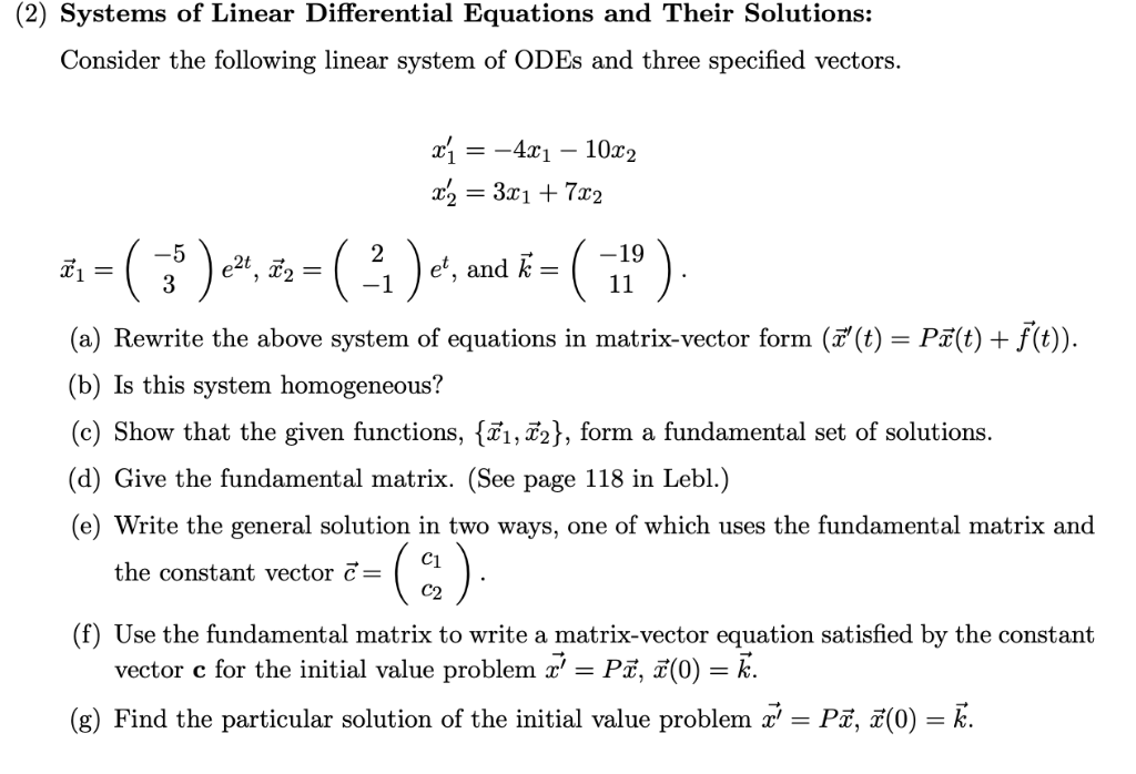 Consider The System Of Linear Chegg Com