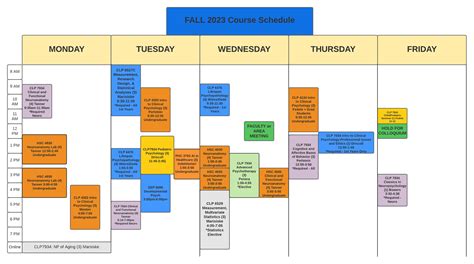 Course Schedules Department Of Clinical And Health Psychology