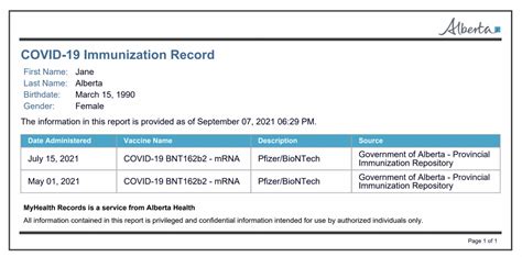 Covid Vaccine Record Alberta