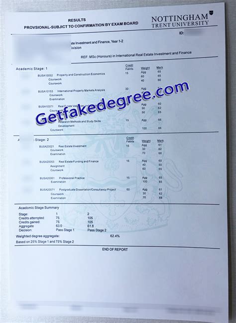 Custom Uk Fake Nottingham Trent University Transcript Buy Fake High