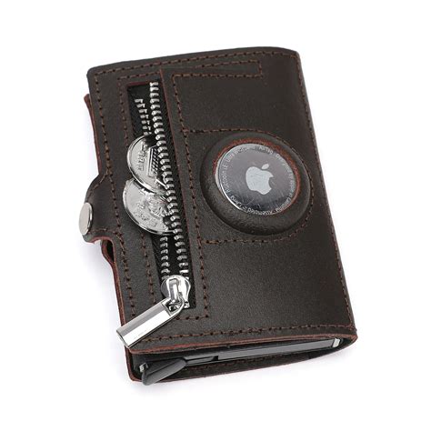 Customize Genuine Leather Rfid Wallets For Men With Airtags Holder