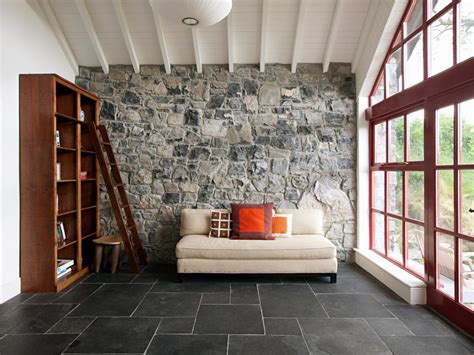 Different Types Of Stone Walls And Flooring In The Living Room Bedroom