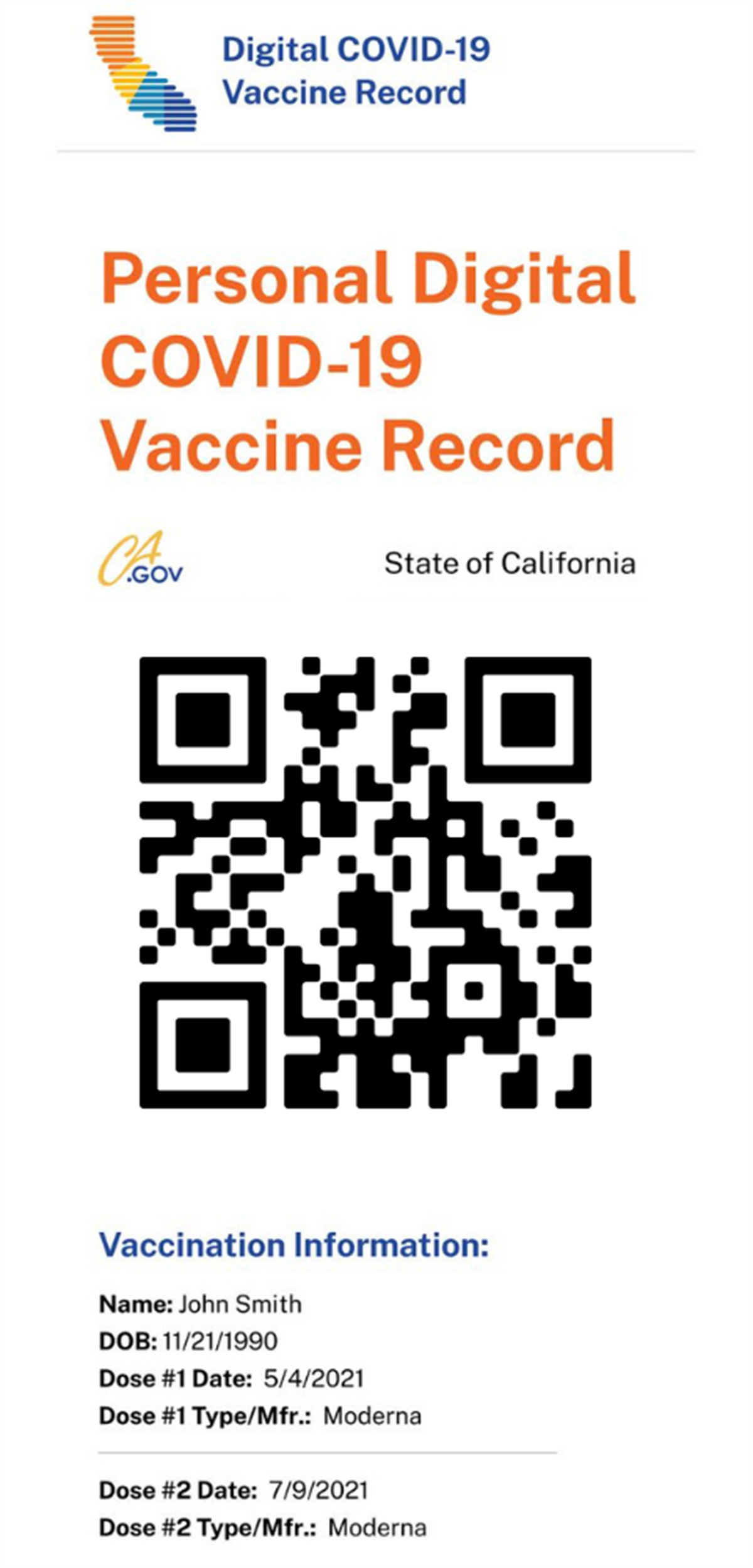 Digital Covid Vaccine Record