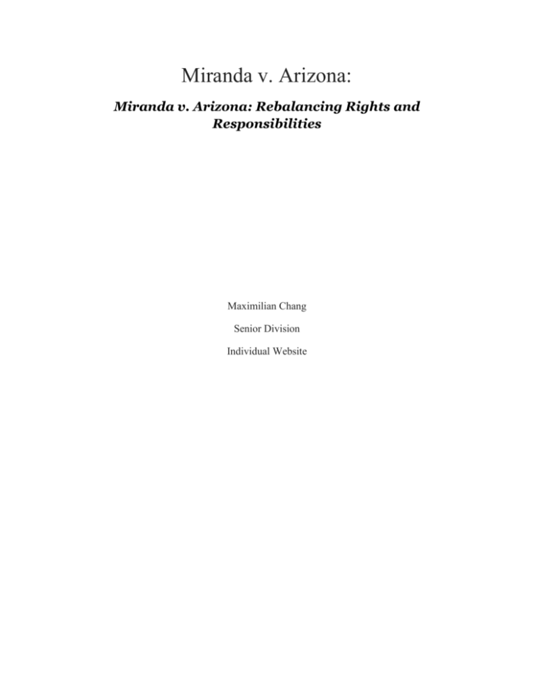 Dissenting Opinion Miranda V Arizona Rebalancing Rights And