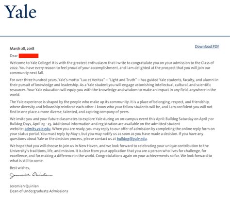 Does Yale Send Likely Letters