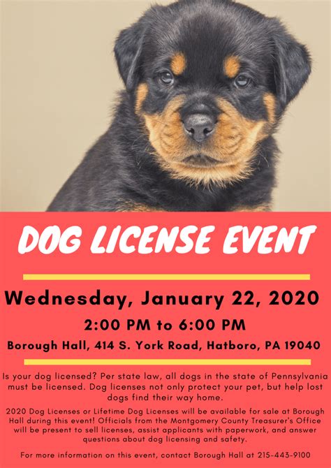 Dog License Event Borough Of Hatboro