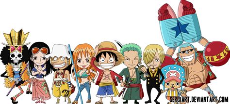 Download Chibi Straw Hat Pirates By Sergiart One Piece Chibi Png