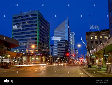 Downtown Edmonton Alberta Jasper Avenue Stock Photo Alamy