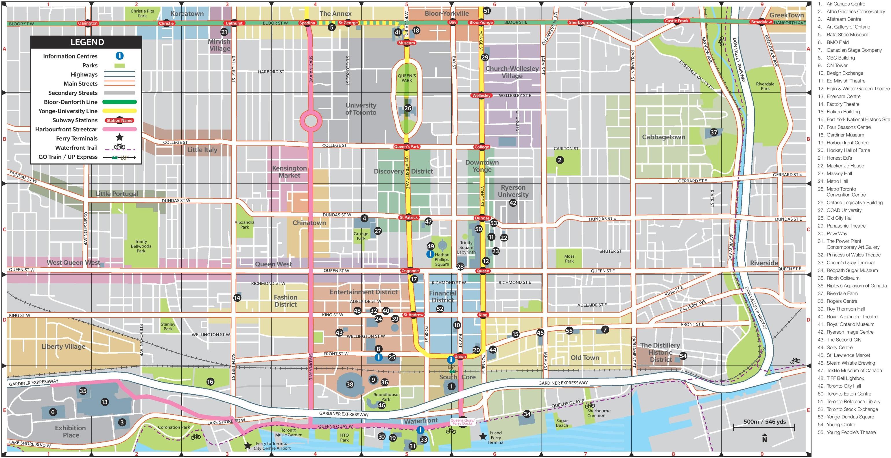 Downtown Toronto Attractions Map