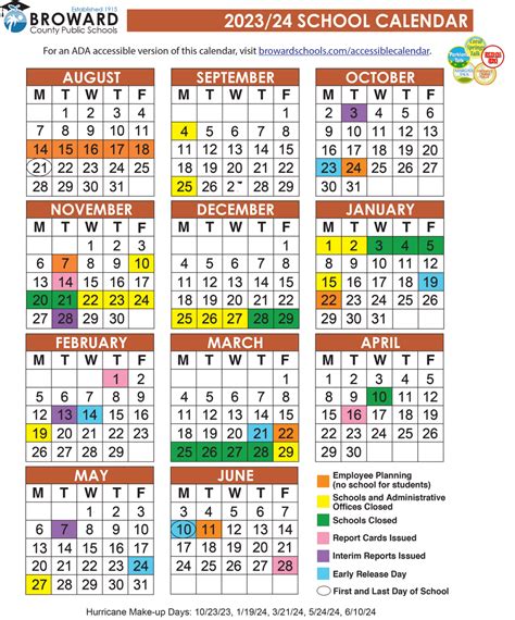 Eastern Florida Calendar