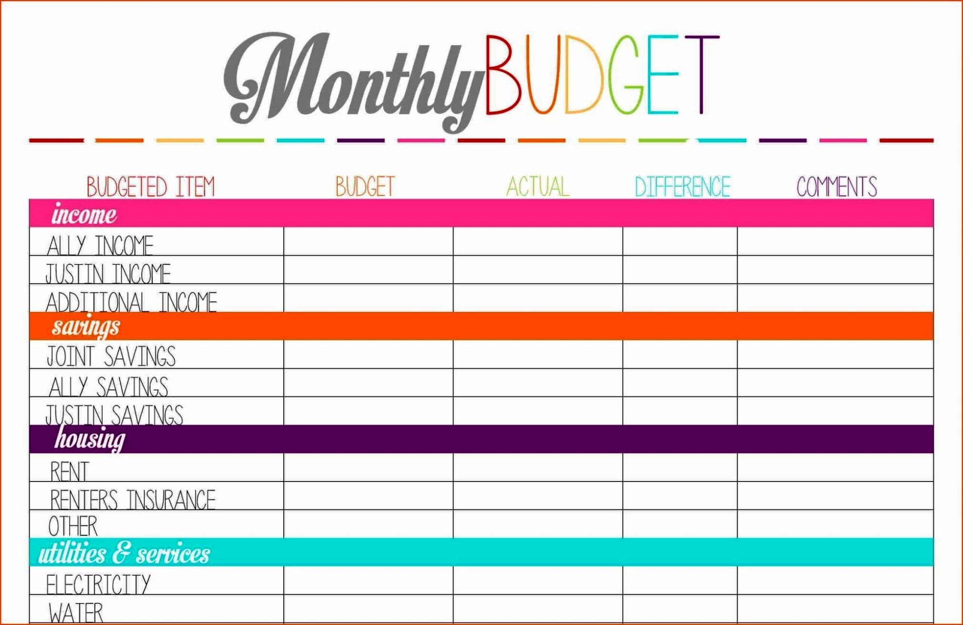 Easy Budget Planner Free Printable Worksheets