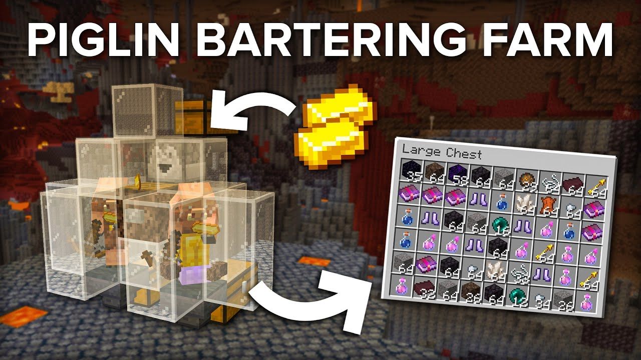 Easy Piglin Bartering Trading Farm For Minecraft Youtube