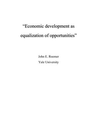 Economic Development As Equalization Of Opportunities Pdf