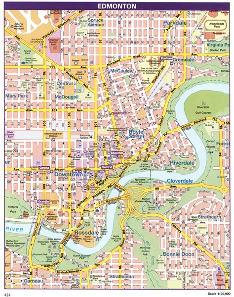 Edmonton Canada City Map Edmonton Downtown Map With Tourist Attractions