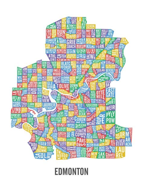 Edmonton Neighbourhoods City Map Edmonton Map Edmonton Art Etsy