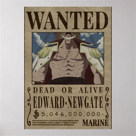 Edward Newgate Whitebeard One Piece Bounty Wanted Poster Zazzle