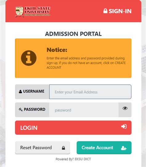 Eksu Admission Portal Login Apply