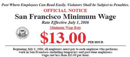 Employees In San Francisco Minimum Wage Increases To 13 Per Hour On