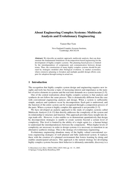 Engineering Complex Systems Multiscale Analysis And Evolutionary