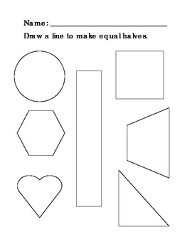 Equal Halves Shapes Worksheet Shapes Worksheet Math Geometry Math