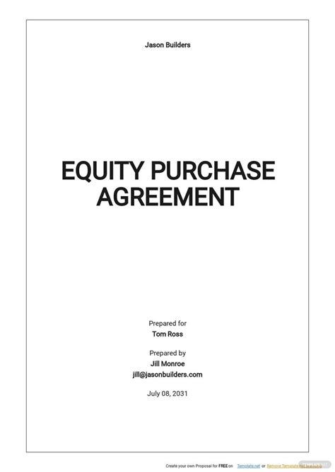 Equity Buyout Agreement Template Google Docs Word Apple Pages Pdf