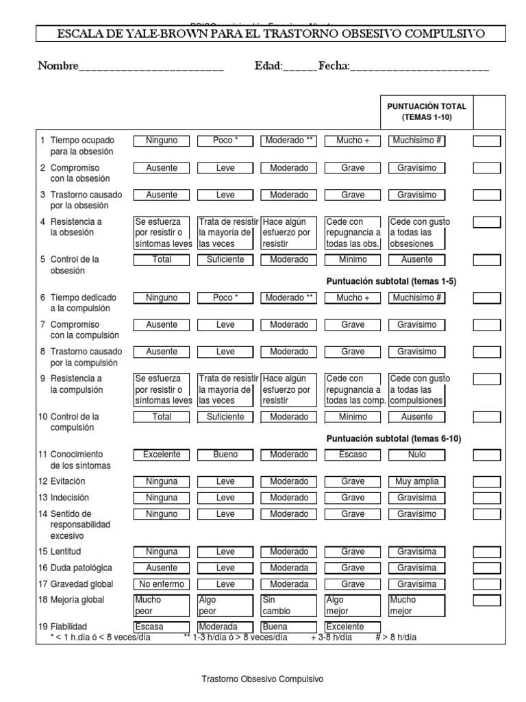 Escala De Yale Brown Pdf