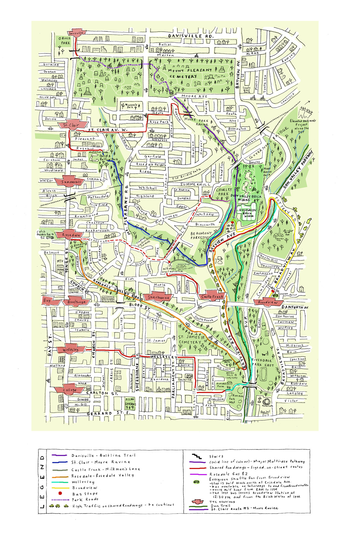 Evergreen Brickworks Toronto Trail Map Map Of Evergreen Brickworks