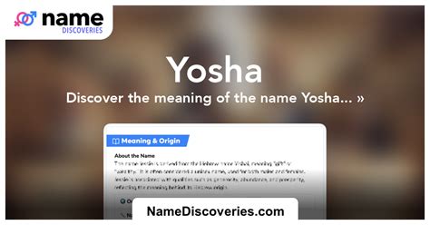 Explore Yosha Meaning Origin Amp Popularity