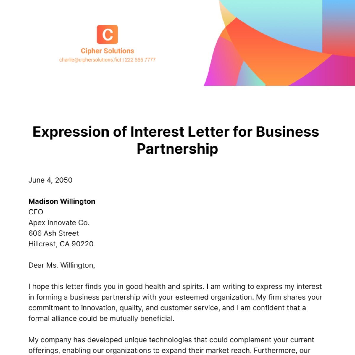 Expression Of Interest Template Improve Business Performance