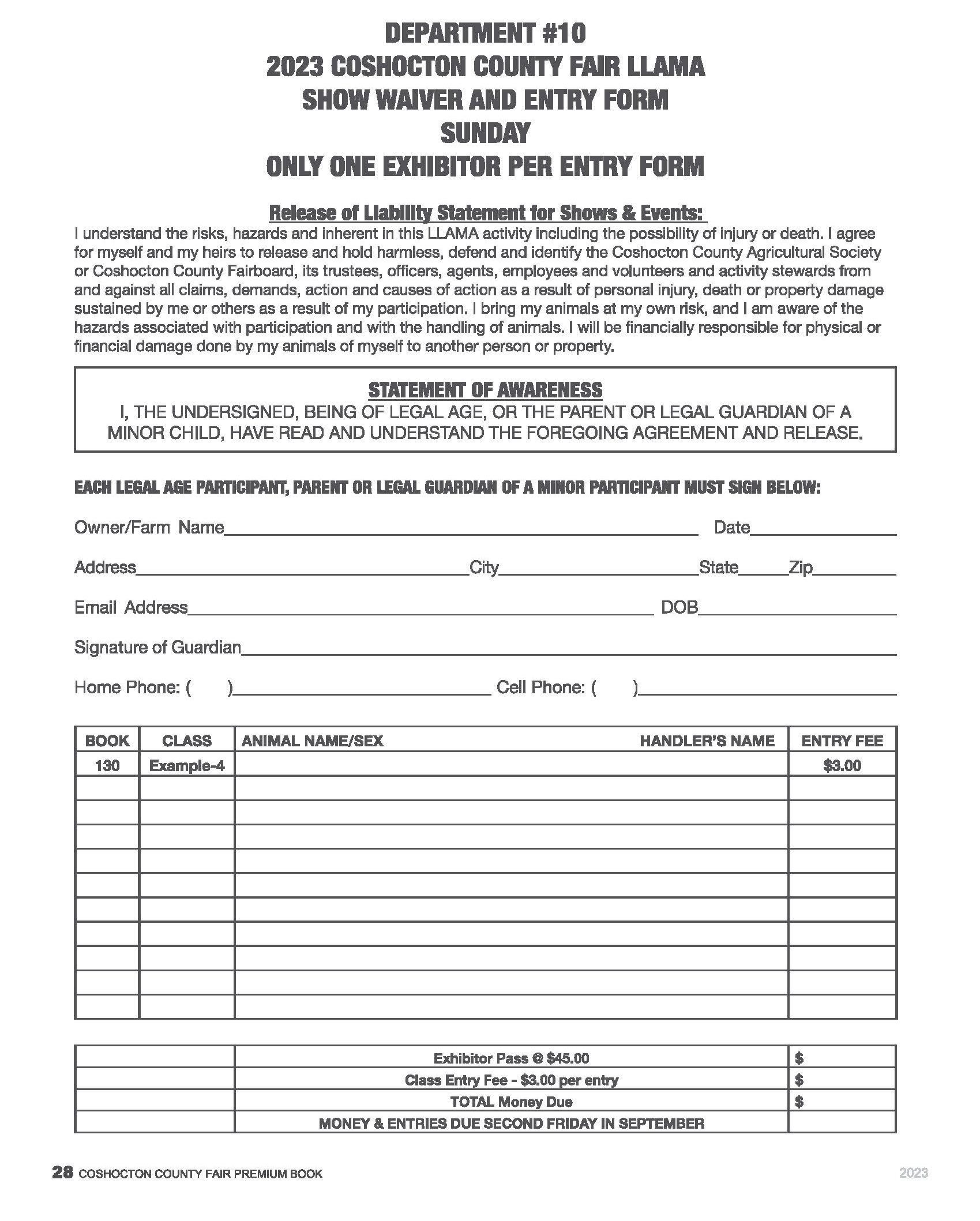 Fair Entry Forms Coshocton County Fair