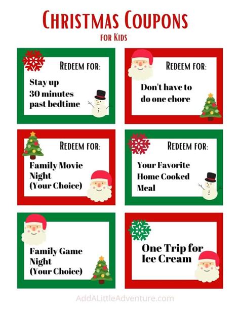 Festive Freebies Printable Christmas Coupons