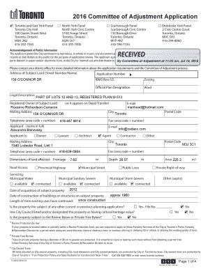 Fillable Online Committee Of Adjustment 2012 App Form 1 Copy City Of