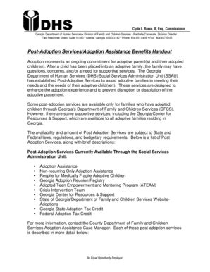 Fillable Online Dhs Georgia Dhs Post Adoption Resources Revised 7 20