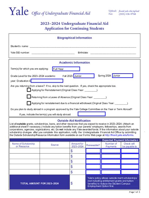 Fillable Online Finaid Yale Summer Loan Application Form Financial