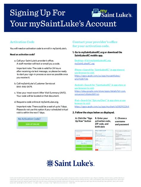 Fillable Online St Luke S Mychart Easy Access To Your Healthst Luke