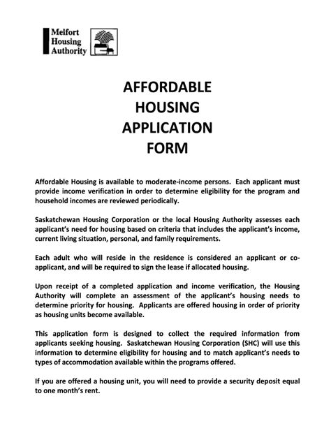 Fillable Online Subsidized Housing Application Form Fax Email Print