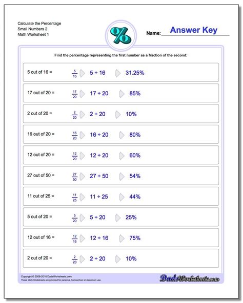 Finding The Percentage Of A Number Worksheet Find 50 Percent