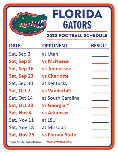 Florida Baseball Schedule