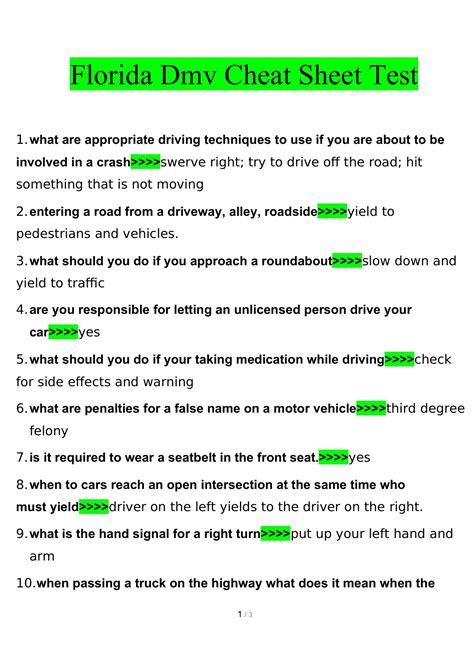 Florida Permit Practice Test Practice Exam For Fl Dmv Permit Test