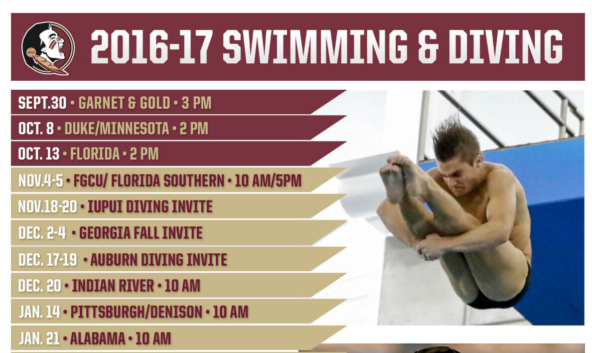 Florida State Announces 2016 17 Swimming Diving Schedule Swimming