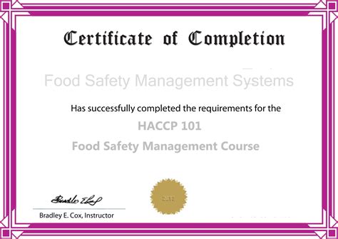 Food Safety Certificate