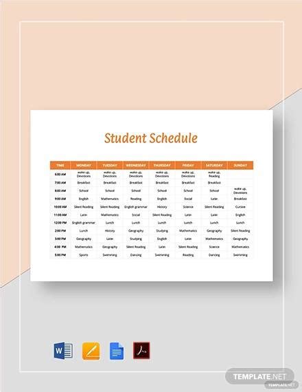 Free 14 Student Schedule Samples In Pdf Ms Word