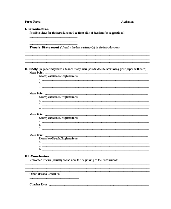 Free 5 Paper Outline Samples In Pdf Ms Word