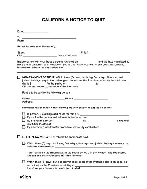 Free California Eviction Notice Form 2021 Notice To Vacate Pdf