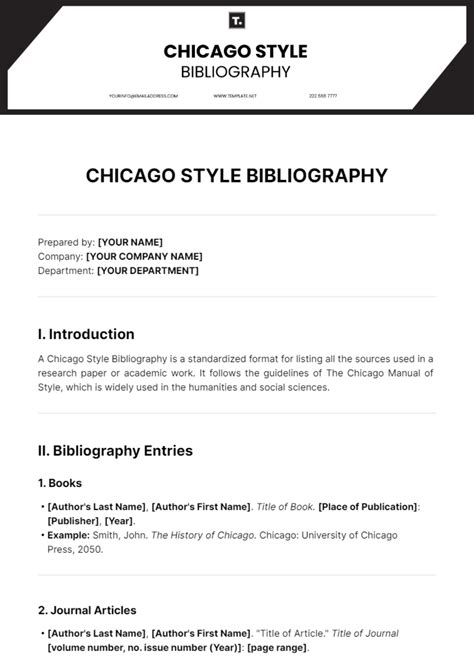 Free Chicago Style Bibliography Template Edit Online Download