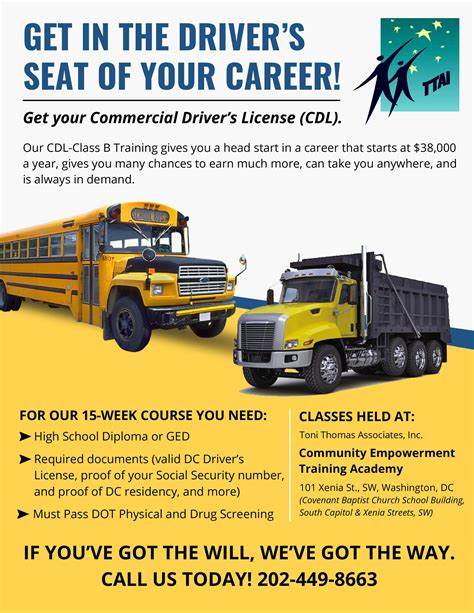 Free Commercial Driver S License Class B Training Course For Dc Adults