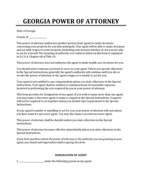 Free Georgia Power Of Attorney Poa Forms Pdf Doc Formspal