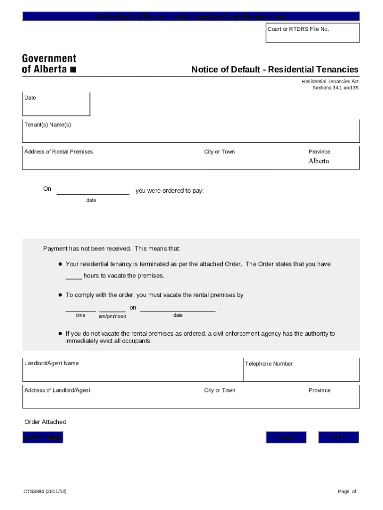 Free Printable Eviction Notice Alberta Fillable Form 2025