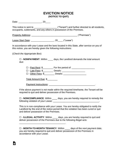 Free Printable Eviction Notice Template